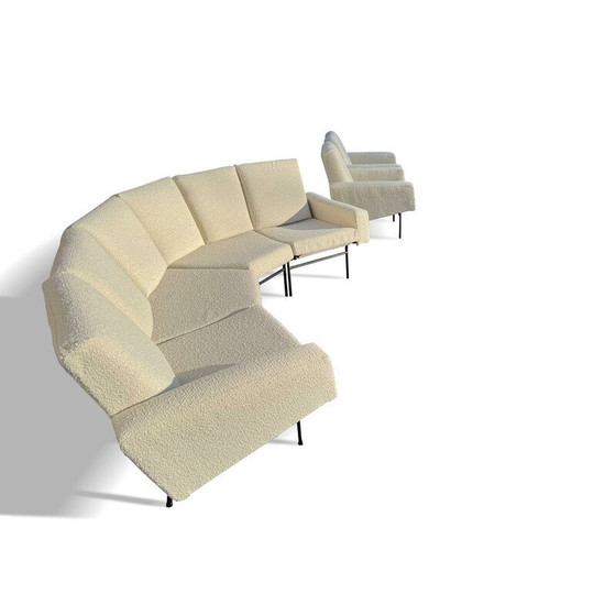 Image 1 of Vintage 3-seater fabric sofa with 2 armchairs by Pierre Guariche for Airborne, 1950
