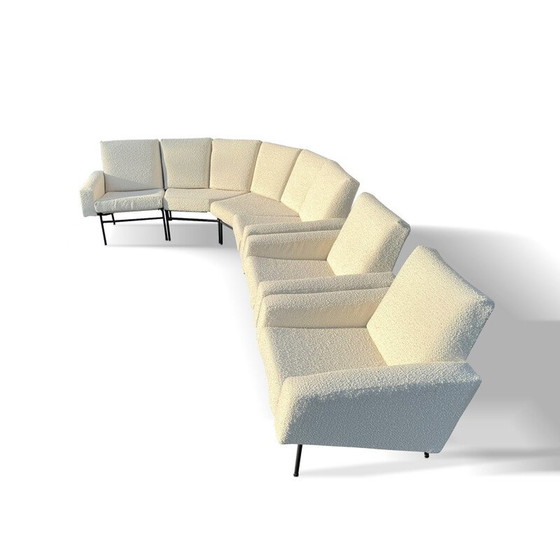 Image 1 of Vintage 3-seater fabric sofa with 2 armchairs by Pierre Guariche for Airborne, 1950