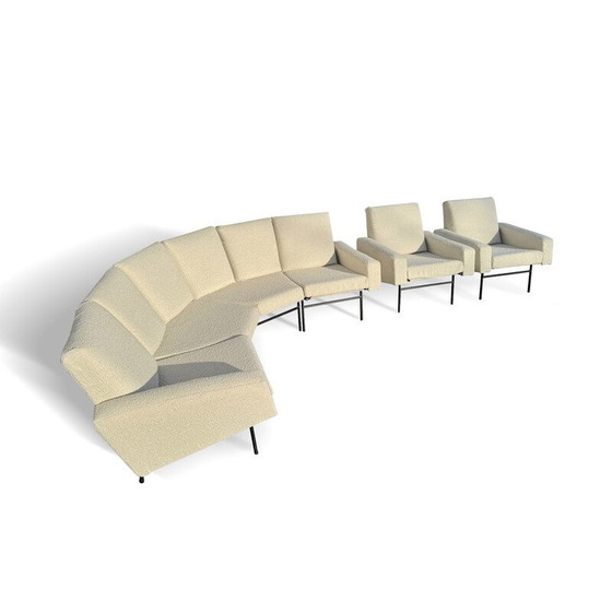 Image 1 of Vintage 3-seater fabric sofa with 2 armchairs by Pierre Guariche for Airborne, 1950