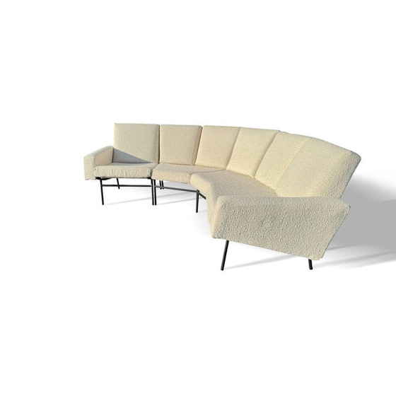 Image 1 of Vintage 3-seater fabric sofa with 2 armchairs by Pierre Guariche for Airborne, 1950