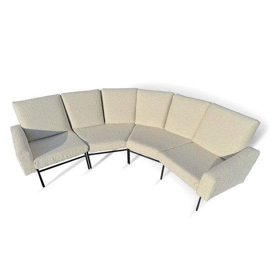 Image 1 of Vintage 3-seater fabric sofa with 2 armchairs by Pierre Guariche for Airborne, 1950