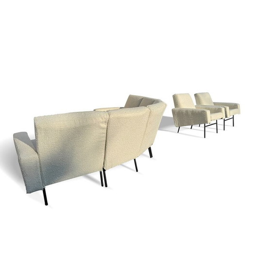 Image 1 of Vintage 3-seater fabric sofa with 2 armchairs by Pierre Guariche for Airborne, 1950