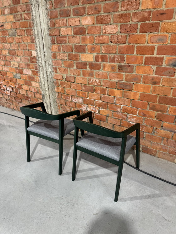 Image 1 of 2x wooden dining chair green