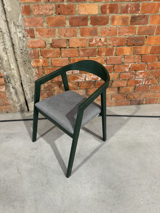 Image 1 of 2x wooden dining chair green