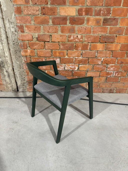 2x wooden dining chair green