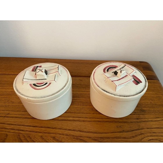 Image 1 of Pair of vintage powder boxes by Sonia Delaunay for Jean Patou, 1930