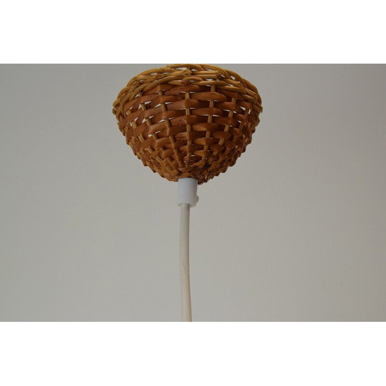 Image 1 of Vintage wicker and wood hanging lamp by Uluv, Czechoslovakia 1960