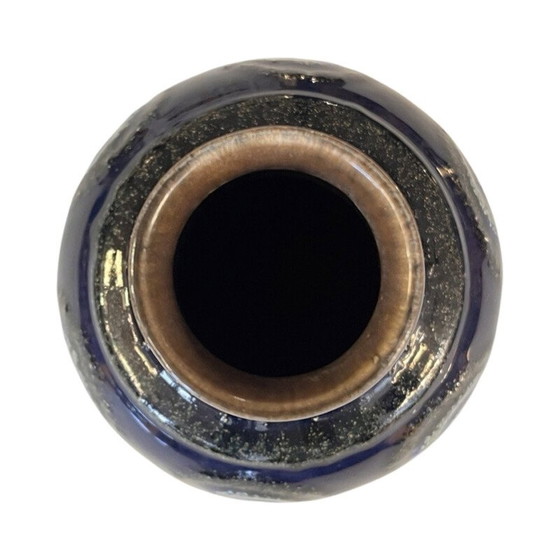 Image 1 of Vintage cobalt blue ceramic vase for Strehla Keramik, Germany 1960