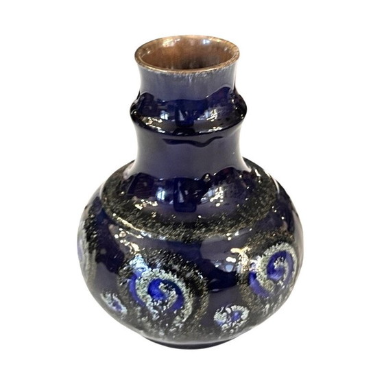 Image 1 of Vintage cobalt blue ceramic vase for Strehla Keramik, Germany 1960