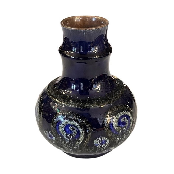 Image 1 of Vintage cobalt blue ceramic vase for Strehla Keramik, Germany 1960
