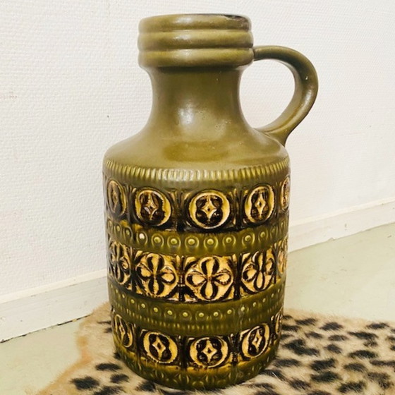 Image 1 of XL West Germany floor vase clover green