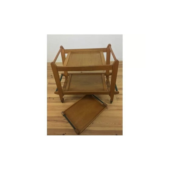 Image 1 of Vintage solid wood serving cart, 1950s