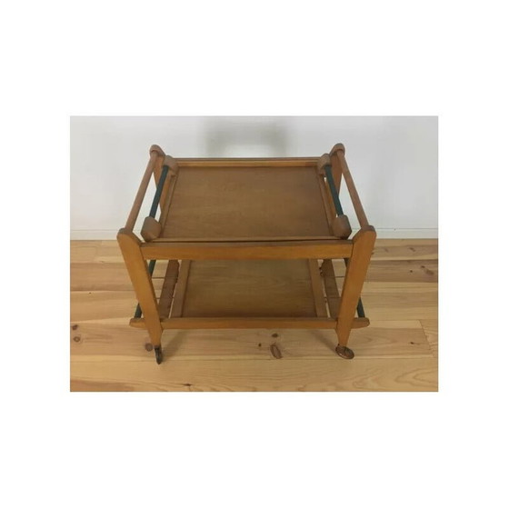 Image 1 of Vintage solid wood serving cart, 1950s