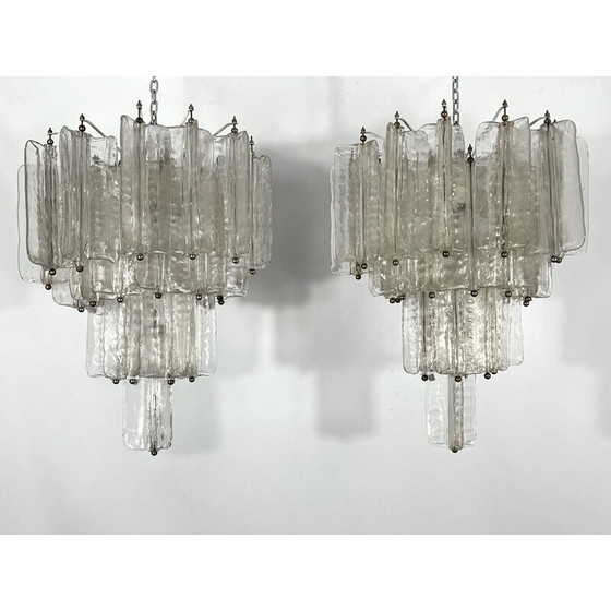 Image 1 of Pair of mid-century Murano glass chandeliers by Toni Zuccheri for Venini, Italy 1960s