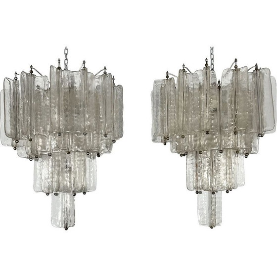 Image 1 of Pair of mid-century Murano glass chandeliers by Toni Zuccheri for Venini, Italy 1960s