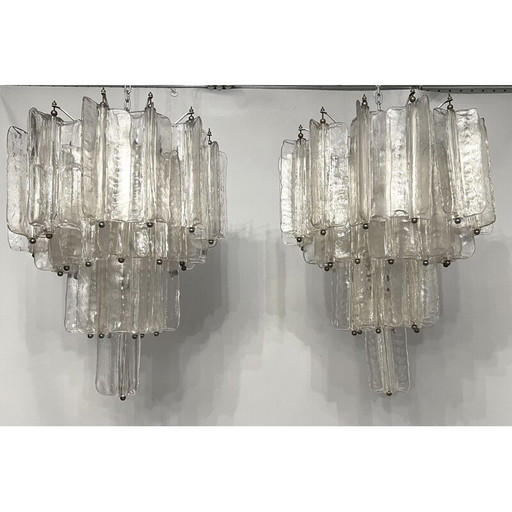 Pair of mid-century Murano glass chandeliers by Toni Zuccheri for Venini, Italy 1960s