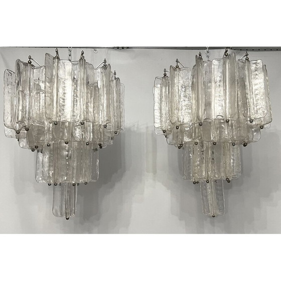 Image 1 of Pair of mid-century Murano glass chandeliers by Toni Zuccheri for Venini, Italy 1960s