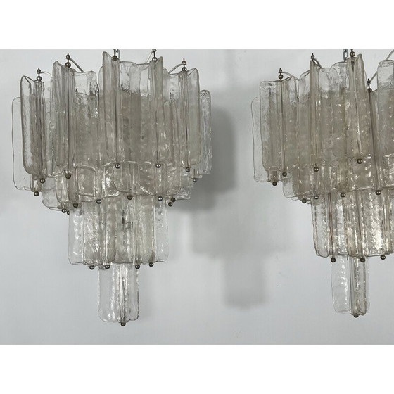 Image 1 of Pair of mid-century Murano glass chandeliers by Toni Zuccheri for Venini, Italy 1960s