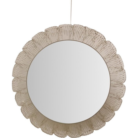 Image 1 of Vintage round flower-shaped plastic mirror, 1970