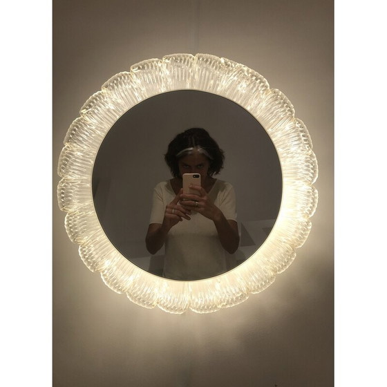 Image 1 of Vintage round flower-shaped plastic mirror, 1970