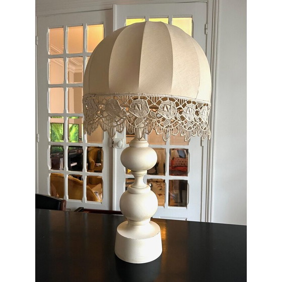 Image 1 of Vintage turned wood lamp, 1970