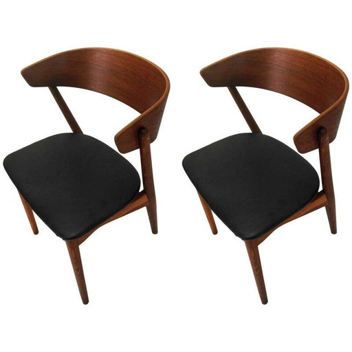 Pair of vintage teak and oak dining chairs by Helge Sibast from Denmark 1960