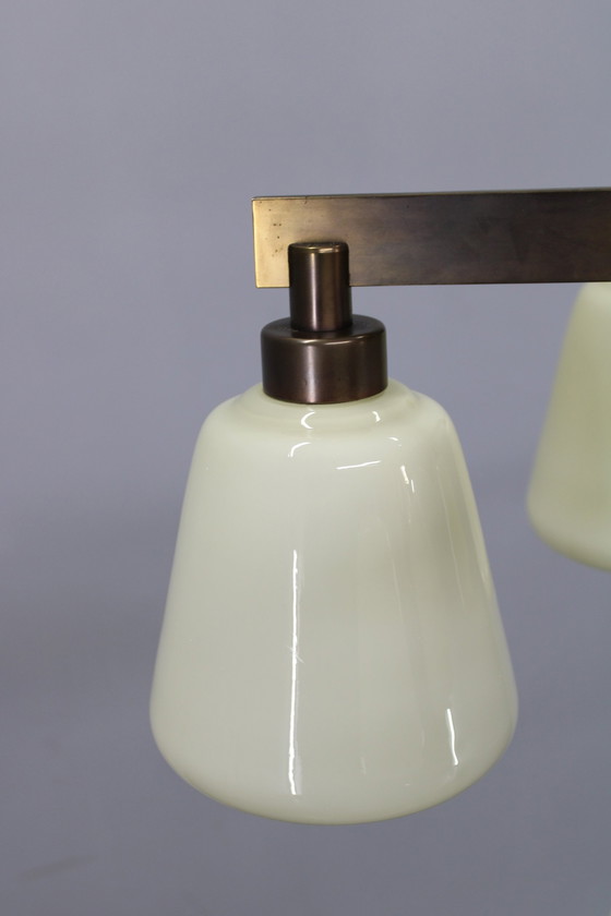 Image 1 of 1930s Art Deco Brass Chandelier, Czechoslovakia