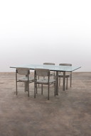 Gavina Knoll glass dining table with chairs