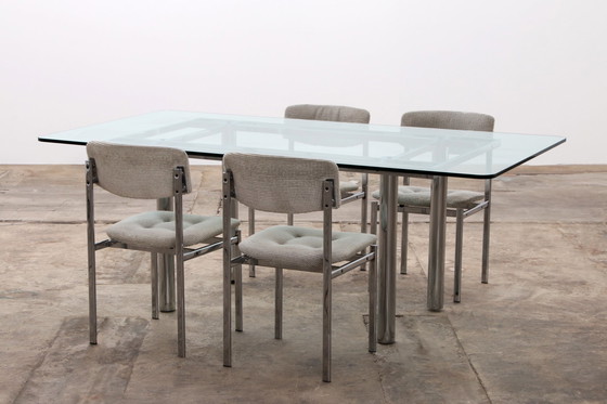 Image 1 of Table de salle à manger en verre Gavina Knoll avec chaises