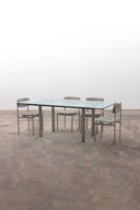 Gavina Knoll glass dining table with chairs