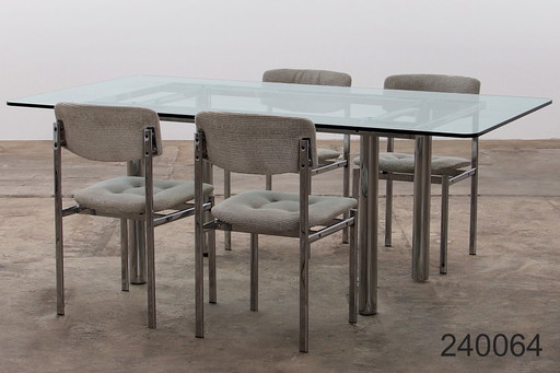 Table de salle à manger en verre Gavina Knoll avec chaises