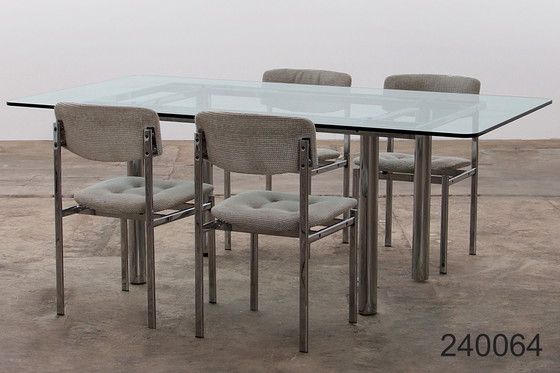 Image 1 of Table de salle à manger en verre Gavina Knoll avec chaises