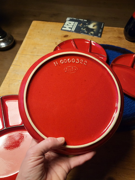 Image 1 of 6x Jasba Fondue Plates In Beautiful Red