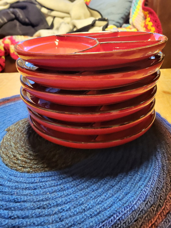 Image 1 of 6x Jasba Fondue Plates In Beautiful Red