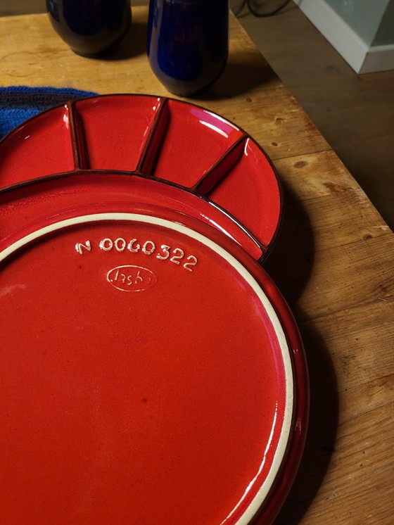 Image 1 of 6x Jasba Fondue Plates In Beautiful Red