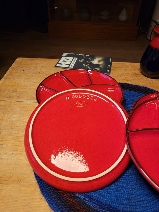 6x Jasba Fondue Plates In Beautiful Red