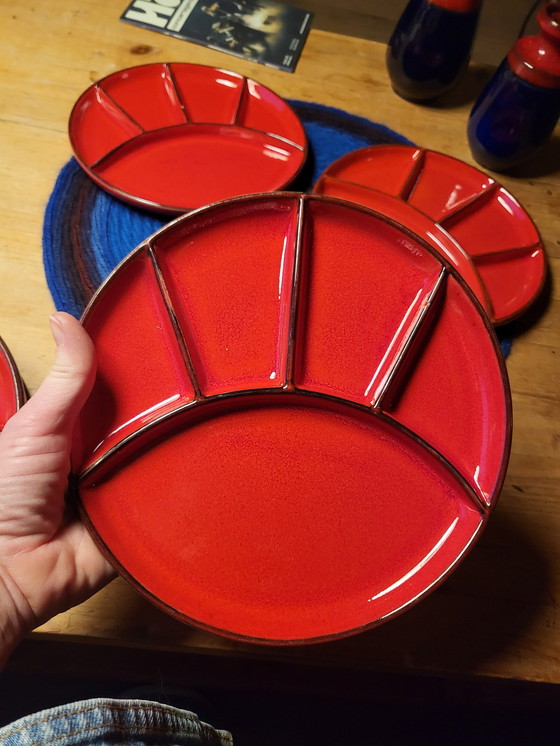 Image 1 of 6x Jasba Fondue Plates In Beautiful Red