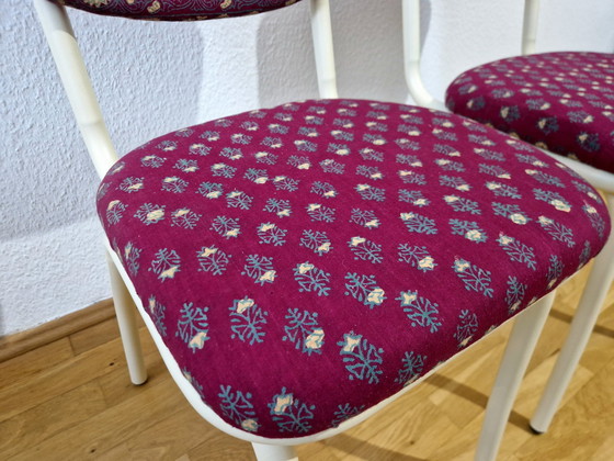 Image 1 of 2X Upholstered chair | Upcycling | Burgundy red & ivory look