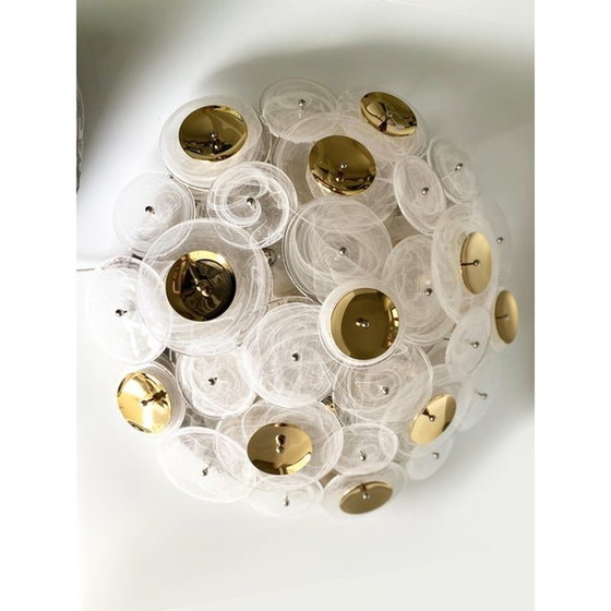 Image 1 of Contemporary Venied-White Disks Murano Glass Flush Mount By Simoeng