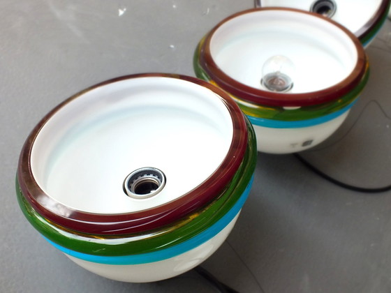 Image 1 of Itre Murano Italy Ceiling Lamp In Hand Made Glass "Cordonato" Design Years '70