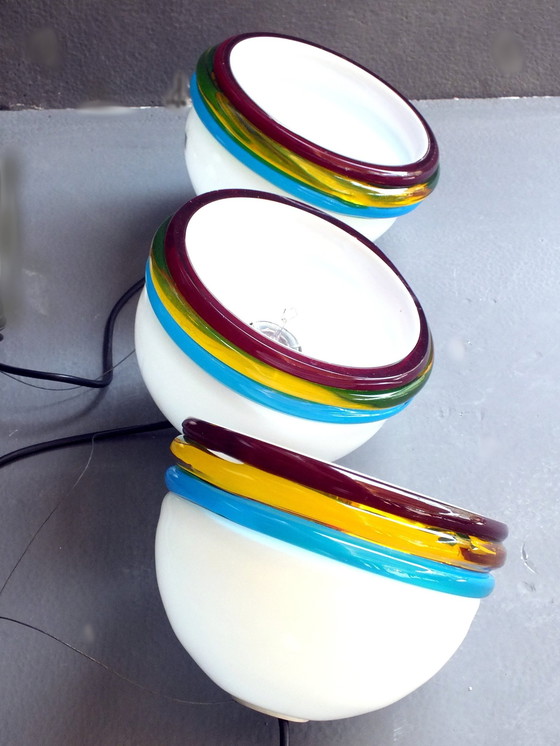 Image 1 of Itre Murano Italy Ceiling Lamp In Hand Made Glass "Cordonato" Design Years '70