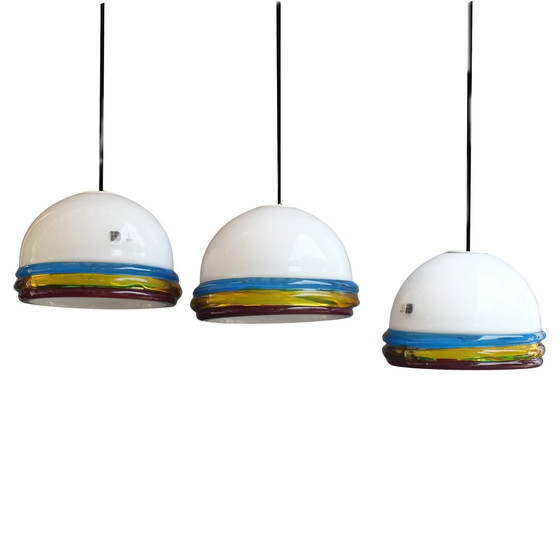 Image 1 of Itre Murano Italy Ceiling Lamp In Hand Made Glass "Cordonato" Design Years '70