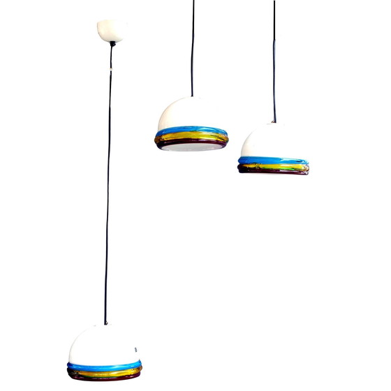 Image 1 of Itre Murano Italy Ceiling Lamp In Hand Made Glass "Cordonato" Design Years '70