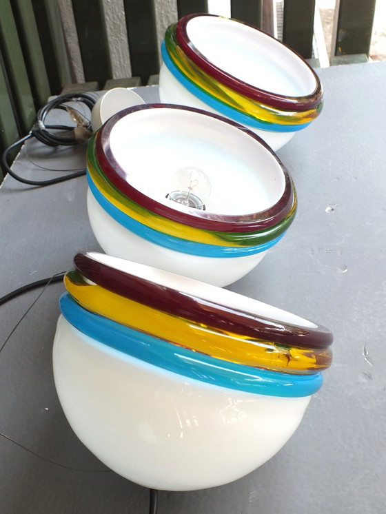 Image 1 of Itre Murano Italy Ceiling Lamp In Hand Made Glass "Cordonato" Design Years '70