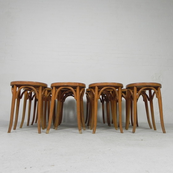 Image 1 of Tabourets en hêtre de style Thonet, années 1950