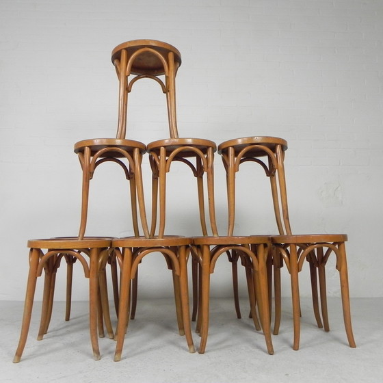 Image 1 of Tabourets en hêtre de style Thonet, années 1950