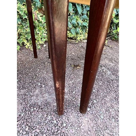 Image 1 of Set of 6 vintage Scandinavian chairs with pale yellow Skaï seats