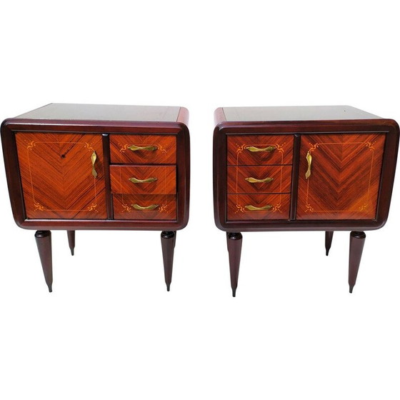 Image 1 of Pair of vintage teak night stands by Paolo Buffa, 1940s