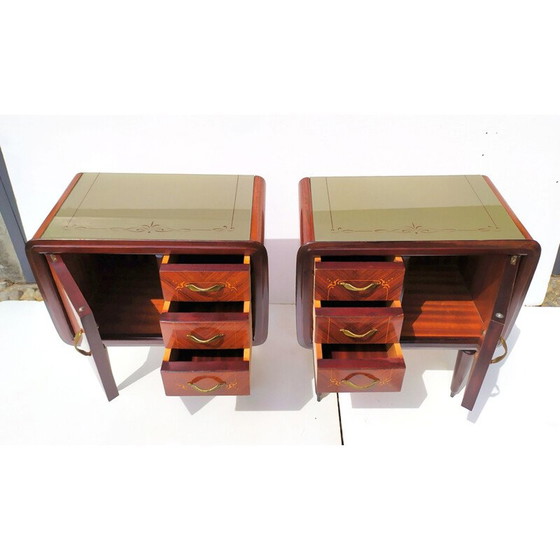 Image 1 of Pair of vintage teak night stands by Paolo Buffa, 1940s