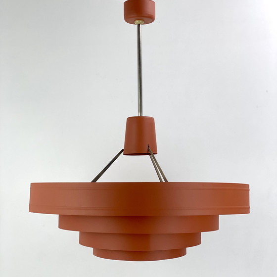 Image 1 of Vintage 1960s Metal Hanging Lamp - Design Orange